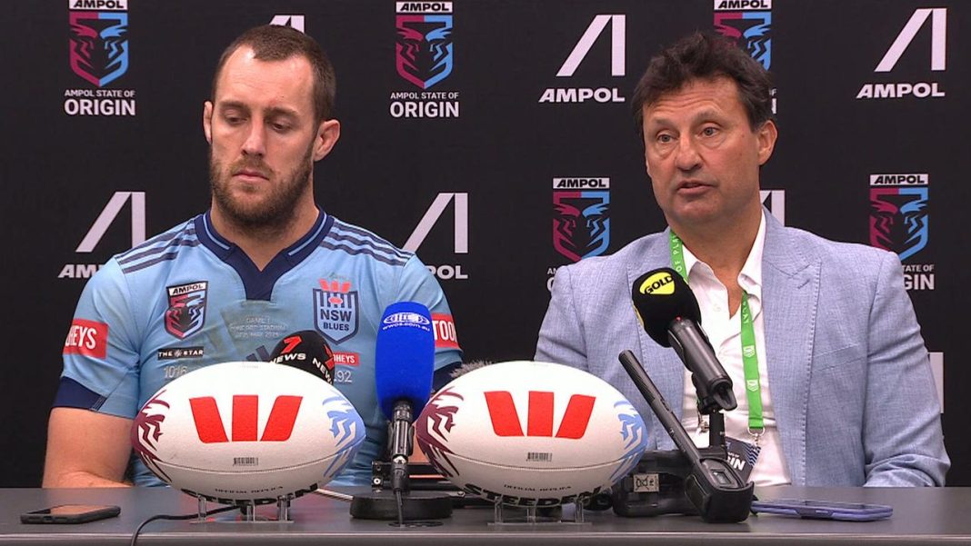 State of Origin 2025: NSW Blues press conference, Laurie Daley, Isaah Yeo, Stephen Crichton, Payne Haas, injuries