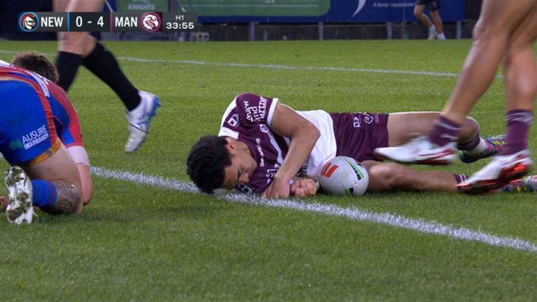 NRL 2025: Manly Sea Eagles fullback Lehi Hopoate has bombed a certain try and been ruled out of the game after failing a HIA, Newcastle Knights, results, scores, ladder